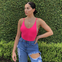 Julia Backless Bodysuit (Hot Pink)